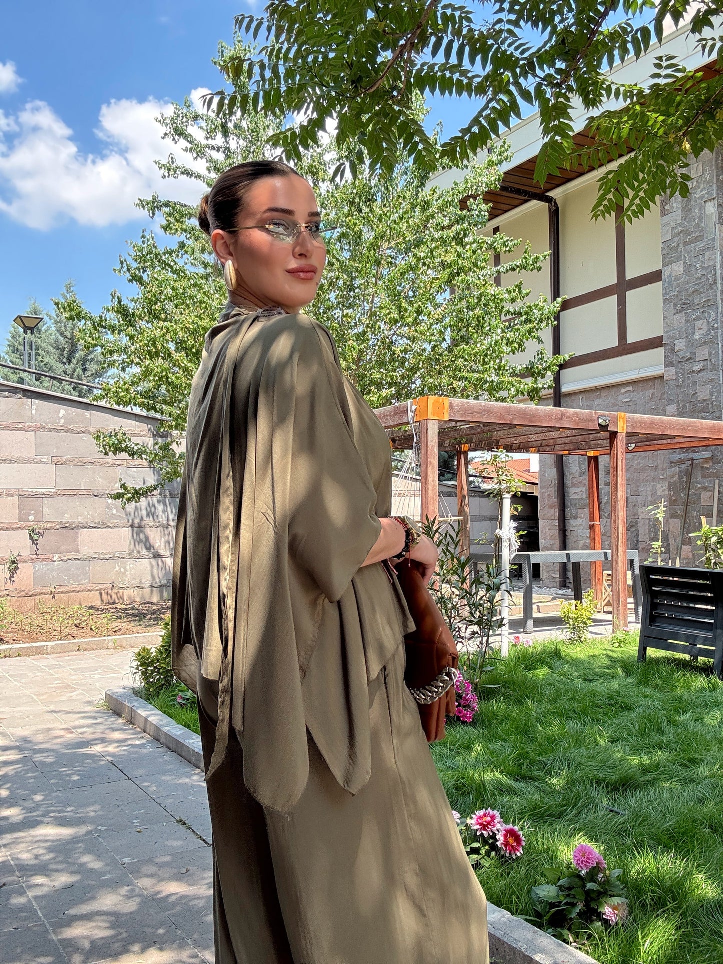 Şal yaka takım Haki