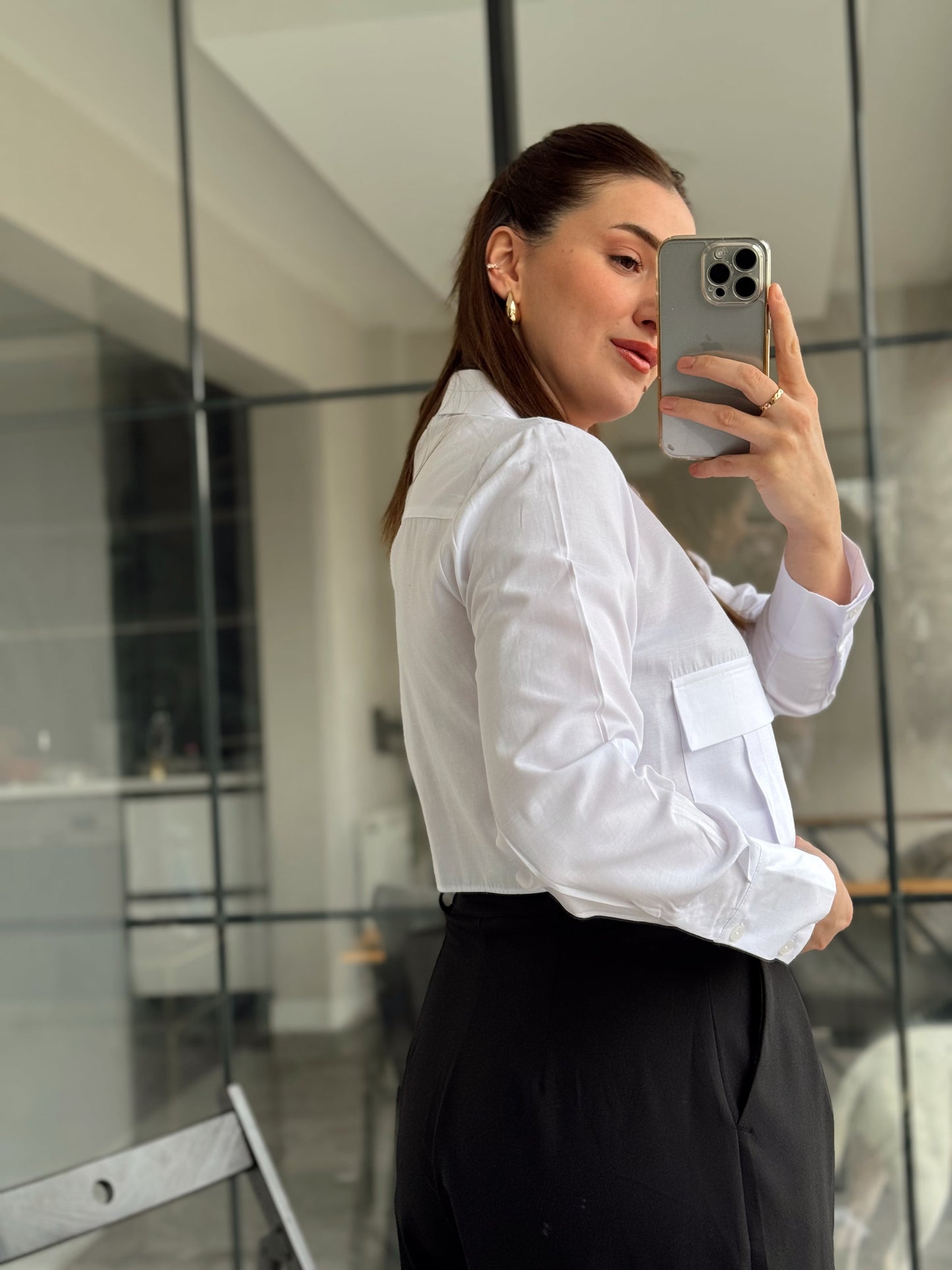 Rennie Cep Detaylı Poplin Gömlek - BEYAZ