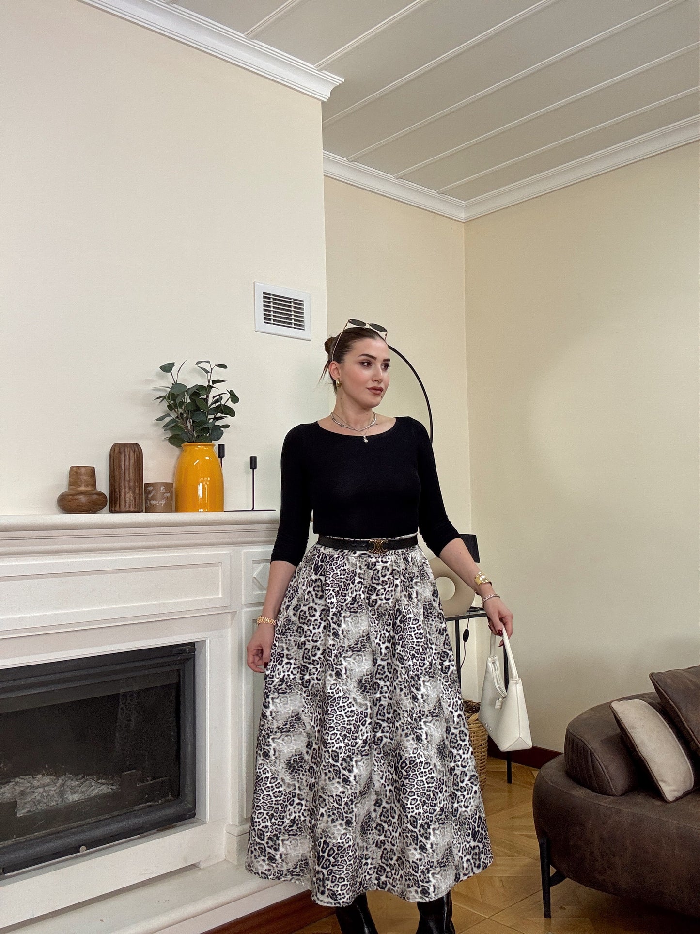 Leopar desen etek-SİYAH