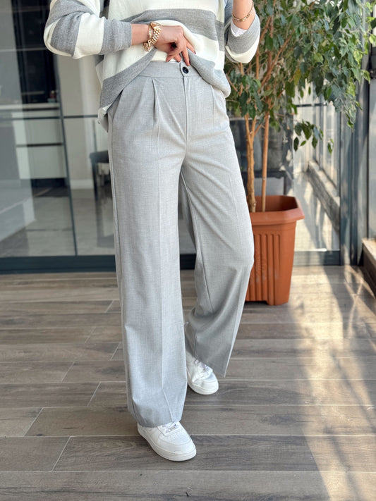 Toledo Beli Lastikli Bol Paça Pantolon - GRİ