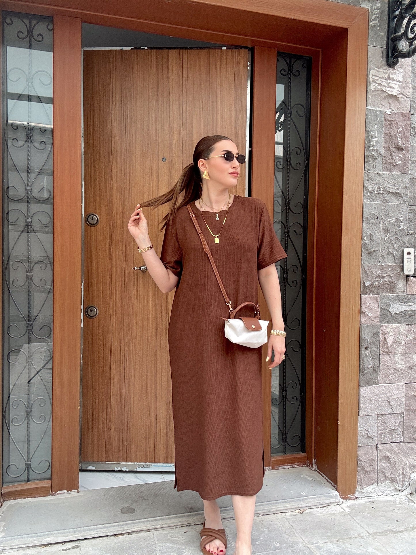 Oversize Salaş Elbise Kahve