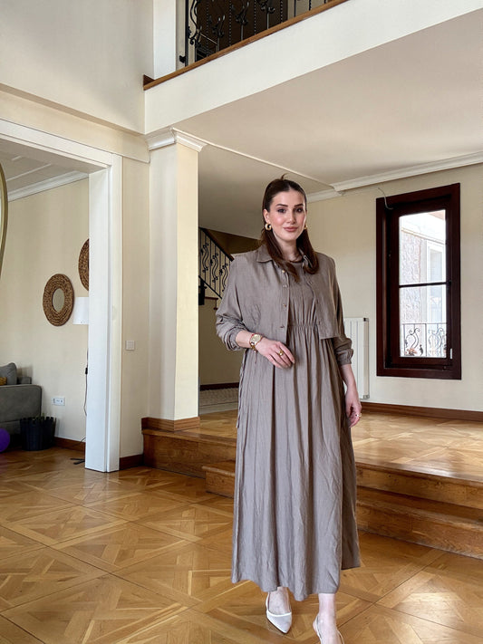 Bağlamalı iki parça tensel takım vizon