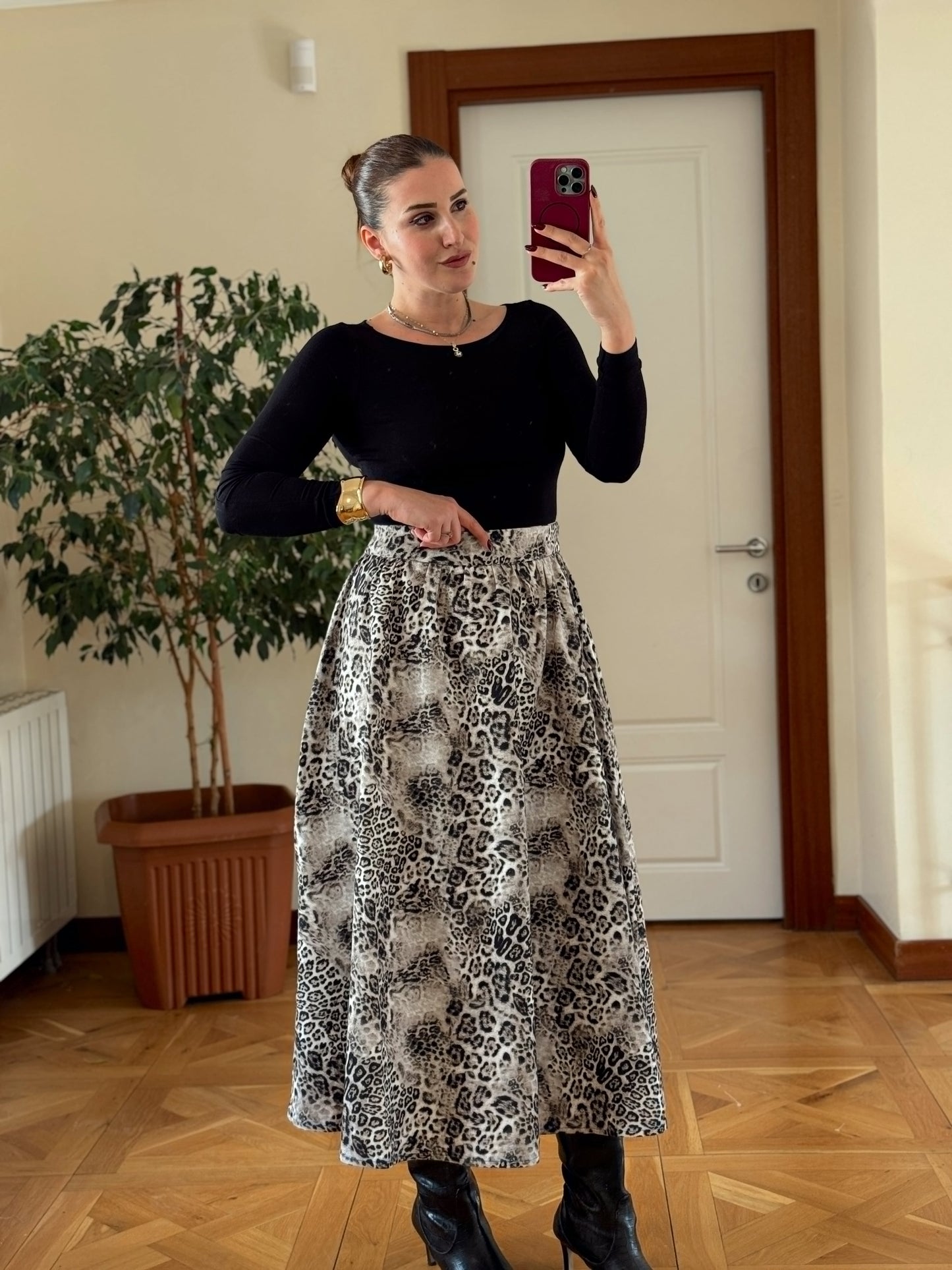 Leopar desen etek-SİYAH