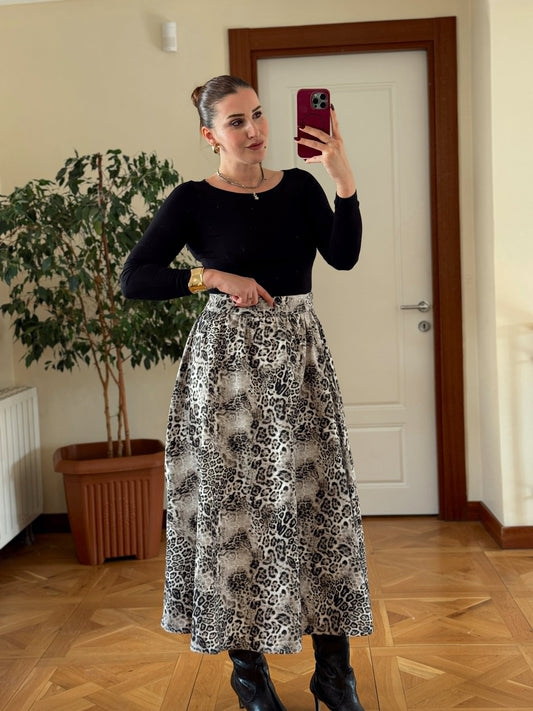 Leopar desen etek-SİYAH