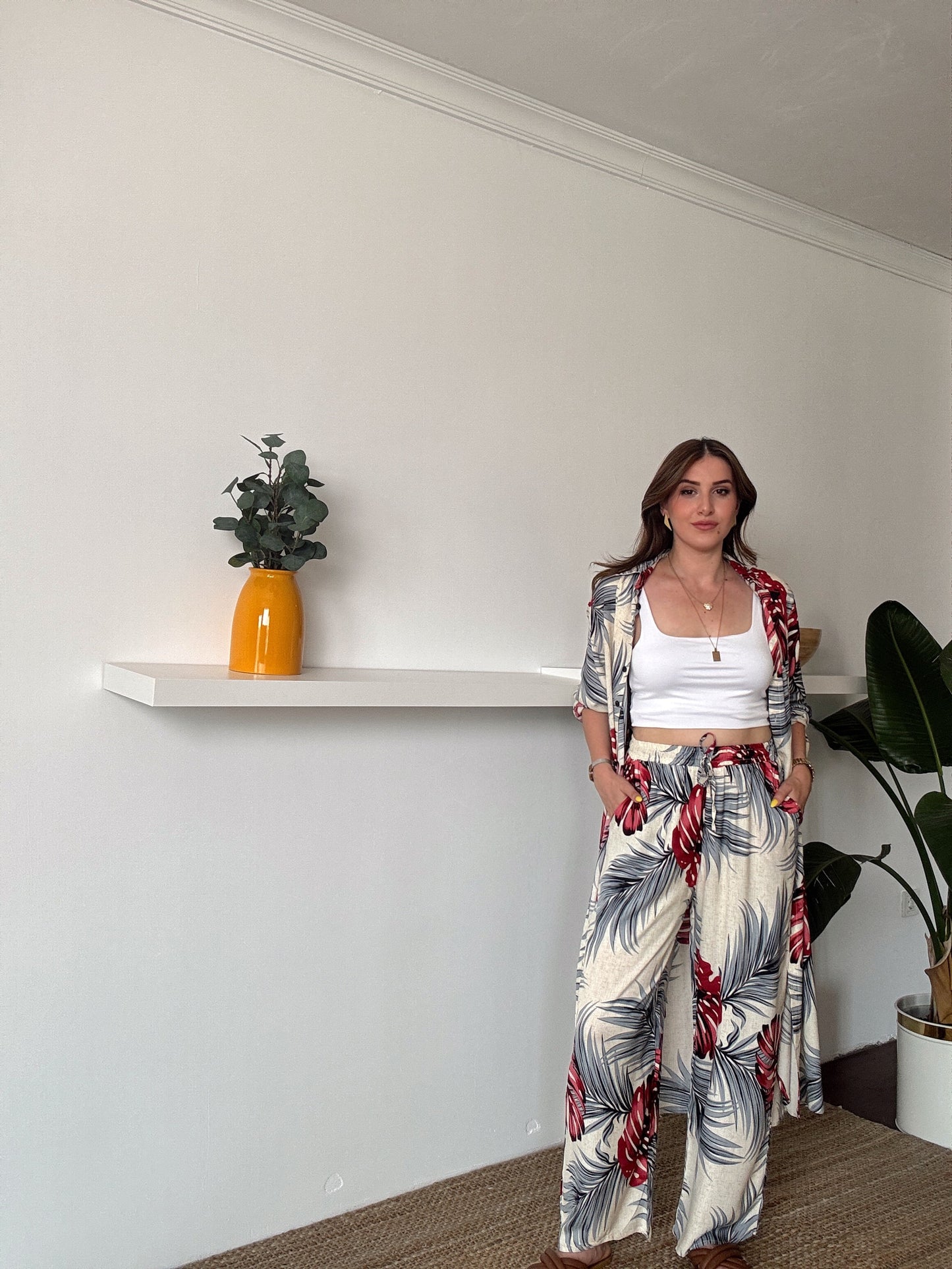 Viskon Uzun Gömlekli Takım Kırmızı