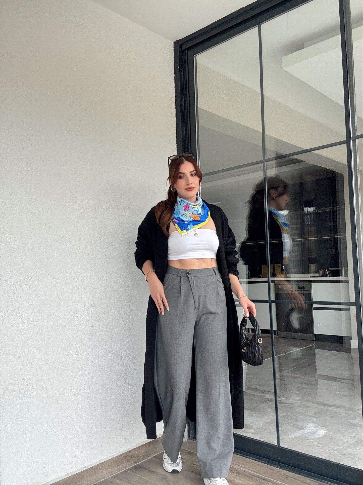 Şardonlu uzun hırka-SİYAH