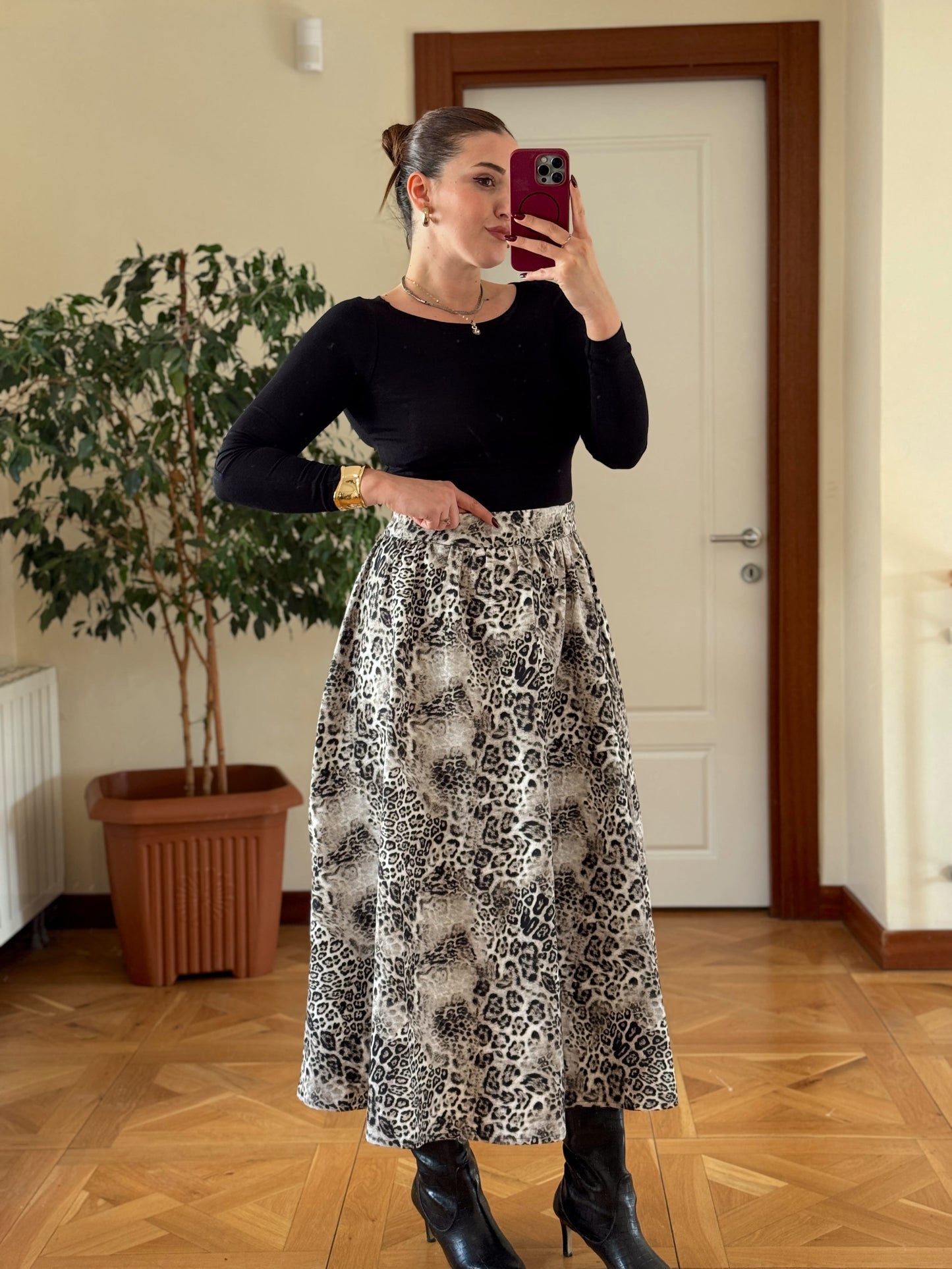 Leopar desen etek-SİYAH