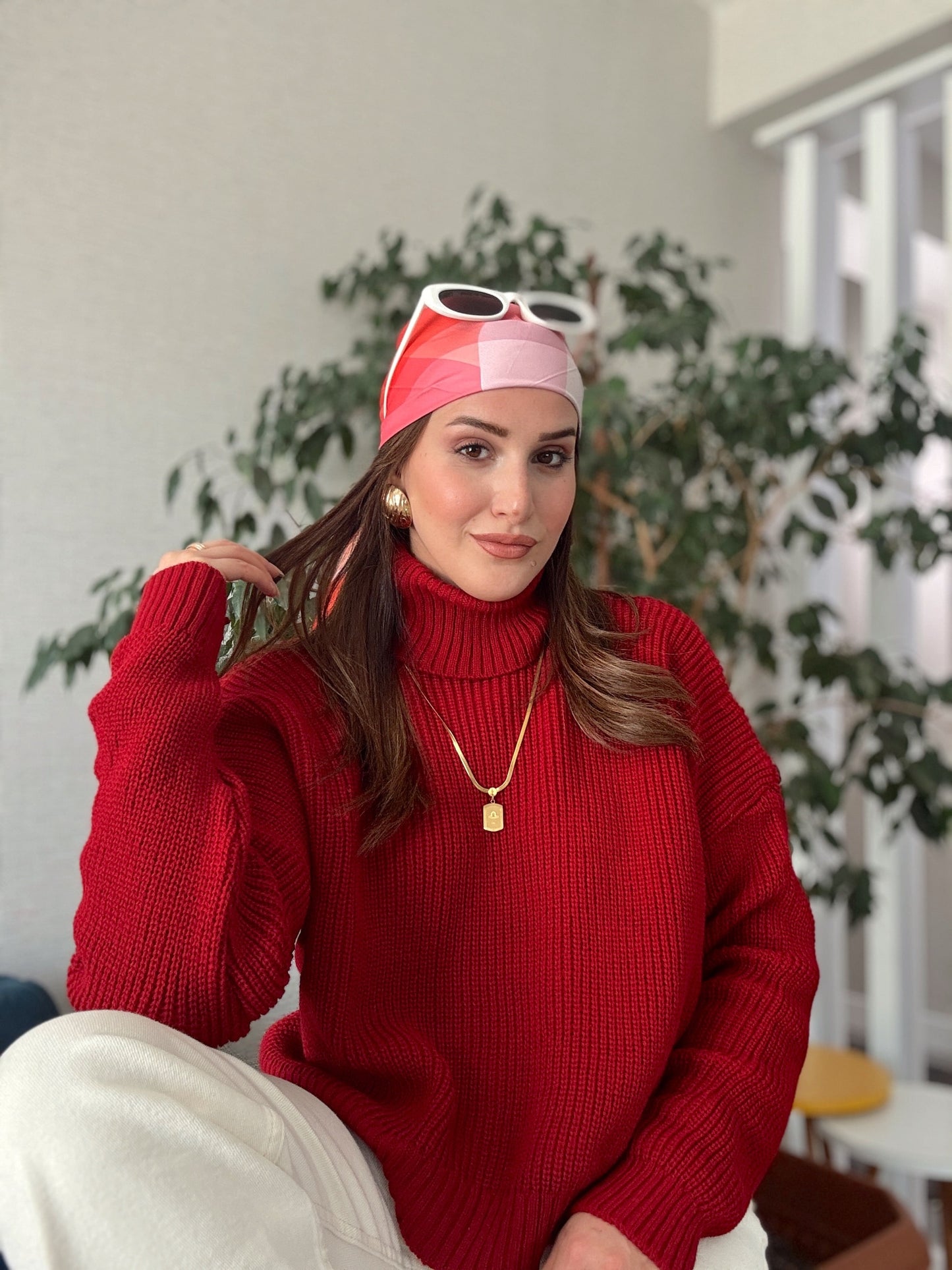 Balıkçı Yaka Selanik Örgü Kazak KIRMIZI