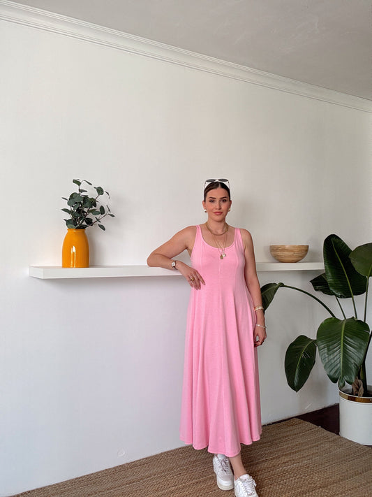 Askılı Modal Kumaş Elbise Pembe