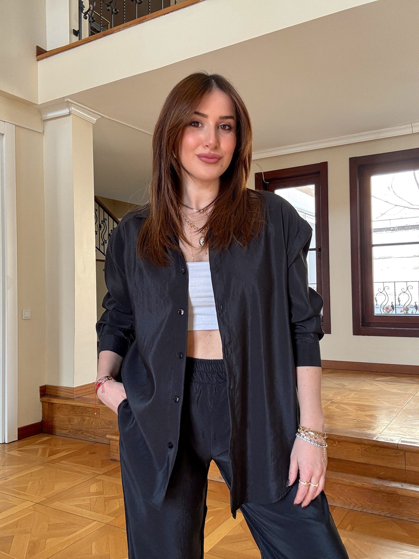 Parlak ikili takım Siyah