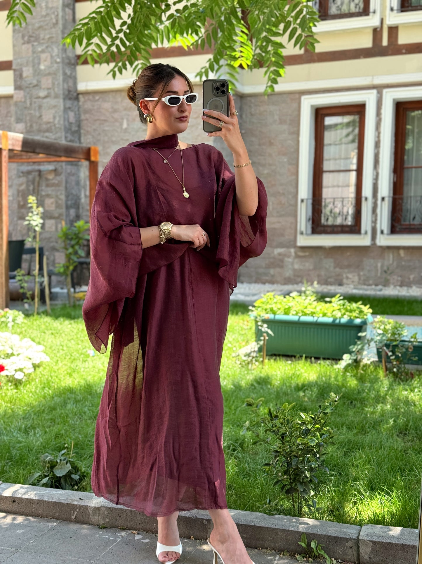 Bluzlu Premium Elbise Bordo