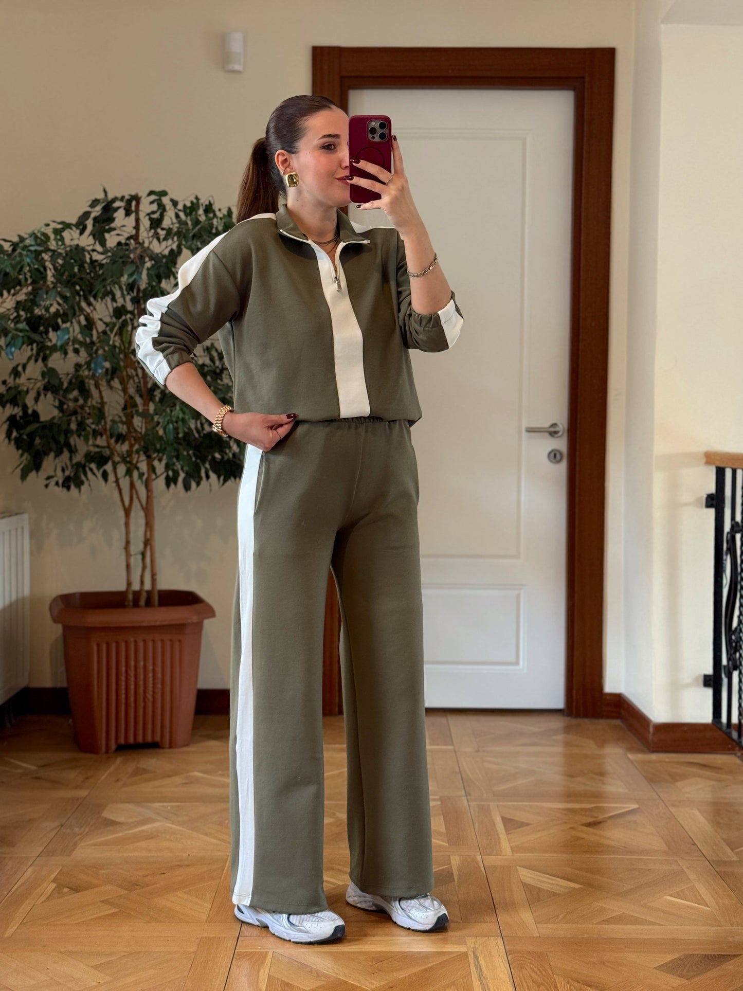 Yarım Fermuarlı Modal Takım Yeşil