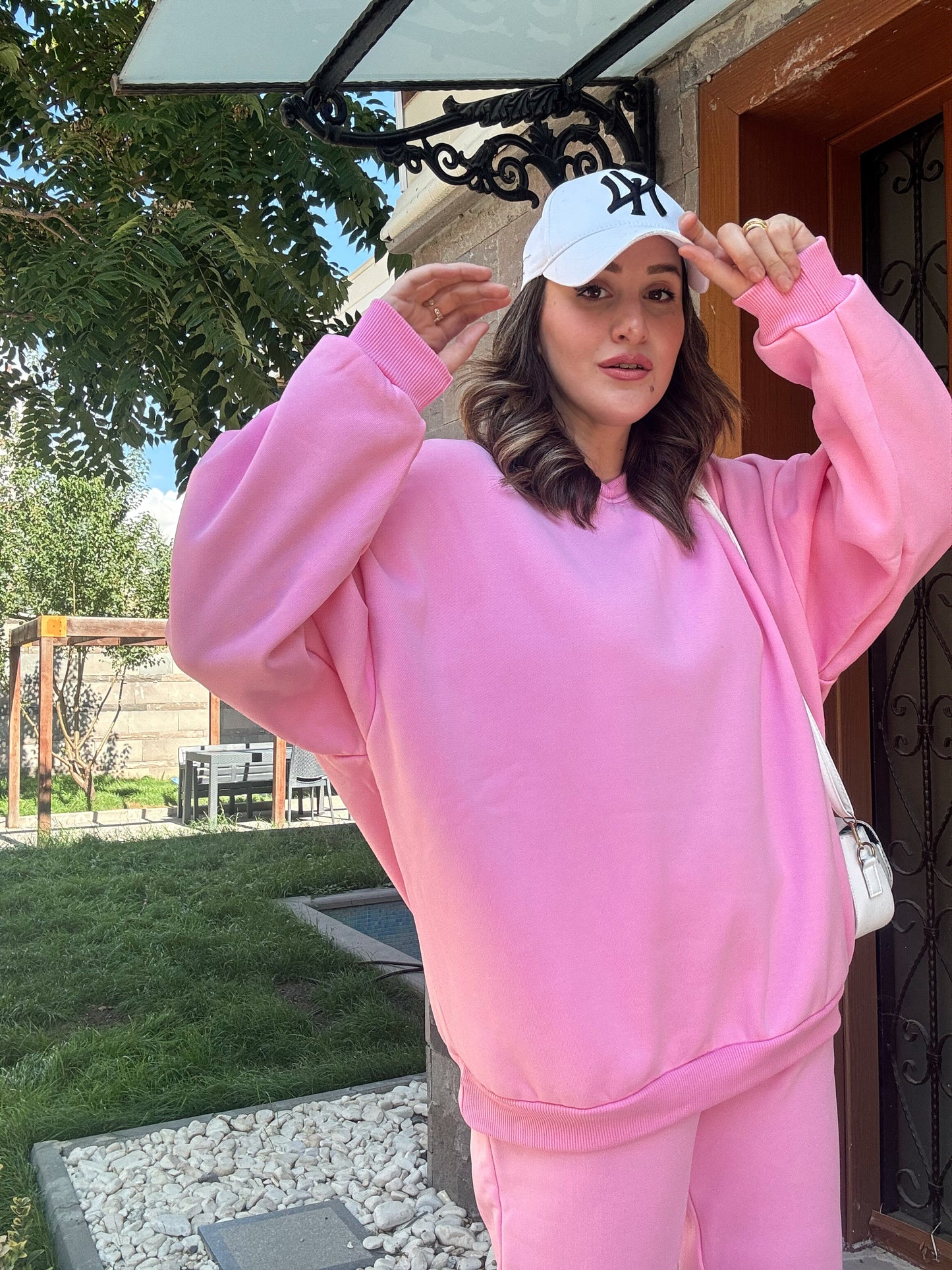 Üç İplik Şardonlu Basic Sweatshirt - PEMBE