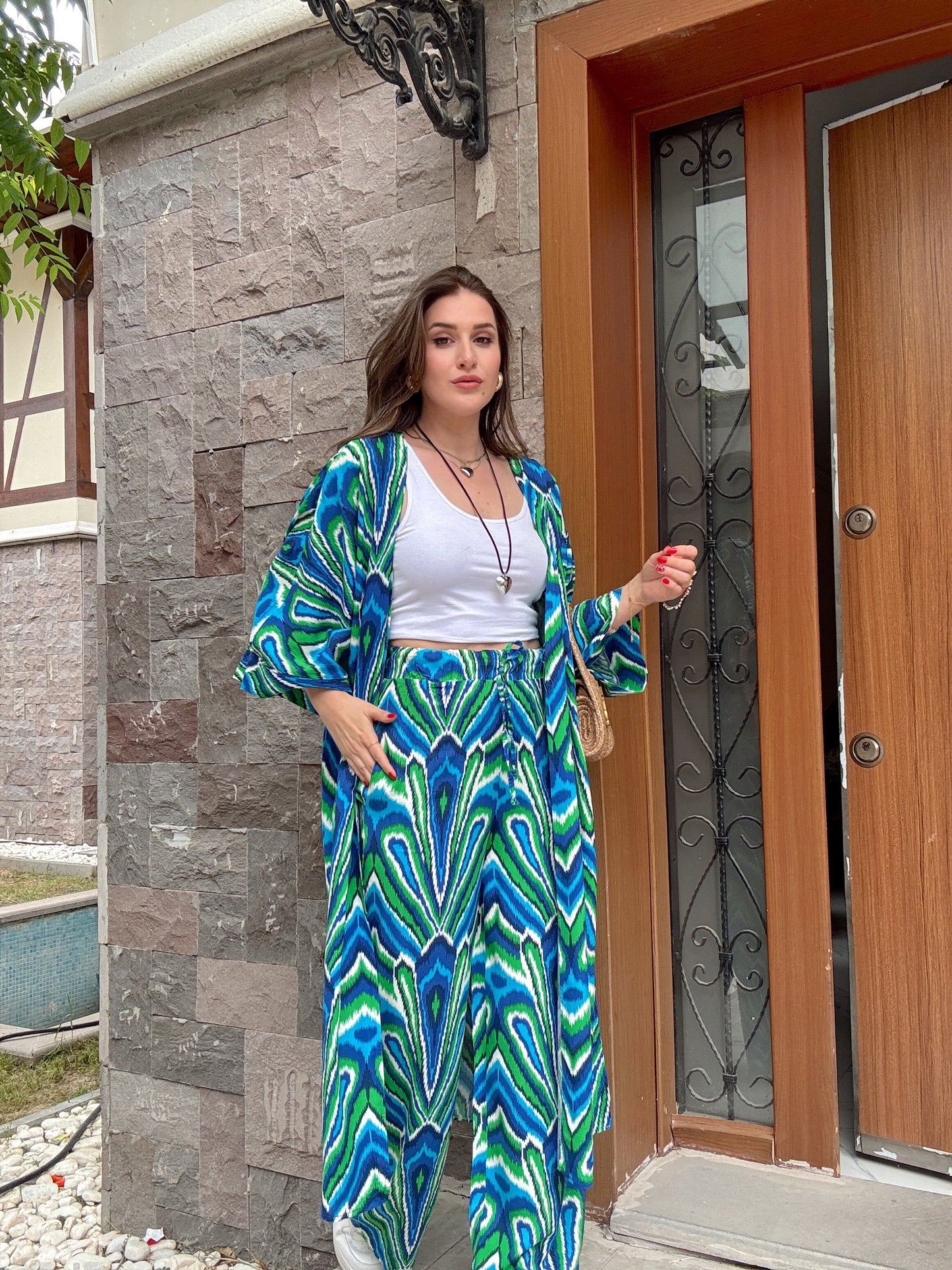 Desenli Kimono Takım Mix