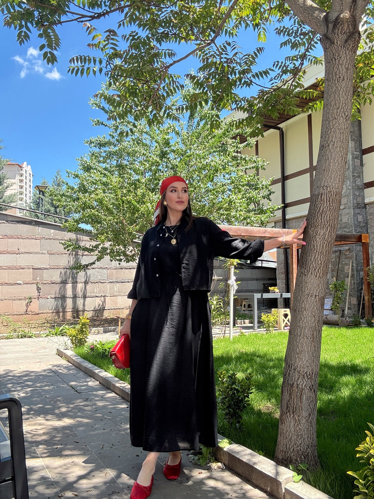 Gömlekli Elbise Takım Siyah