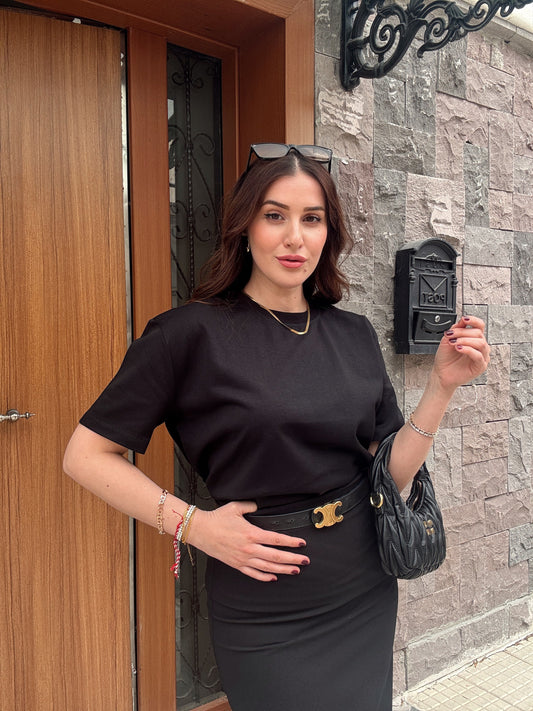 Bisiklet Yaka Basic Tişört SİYAH
