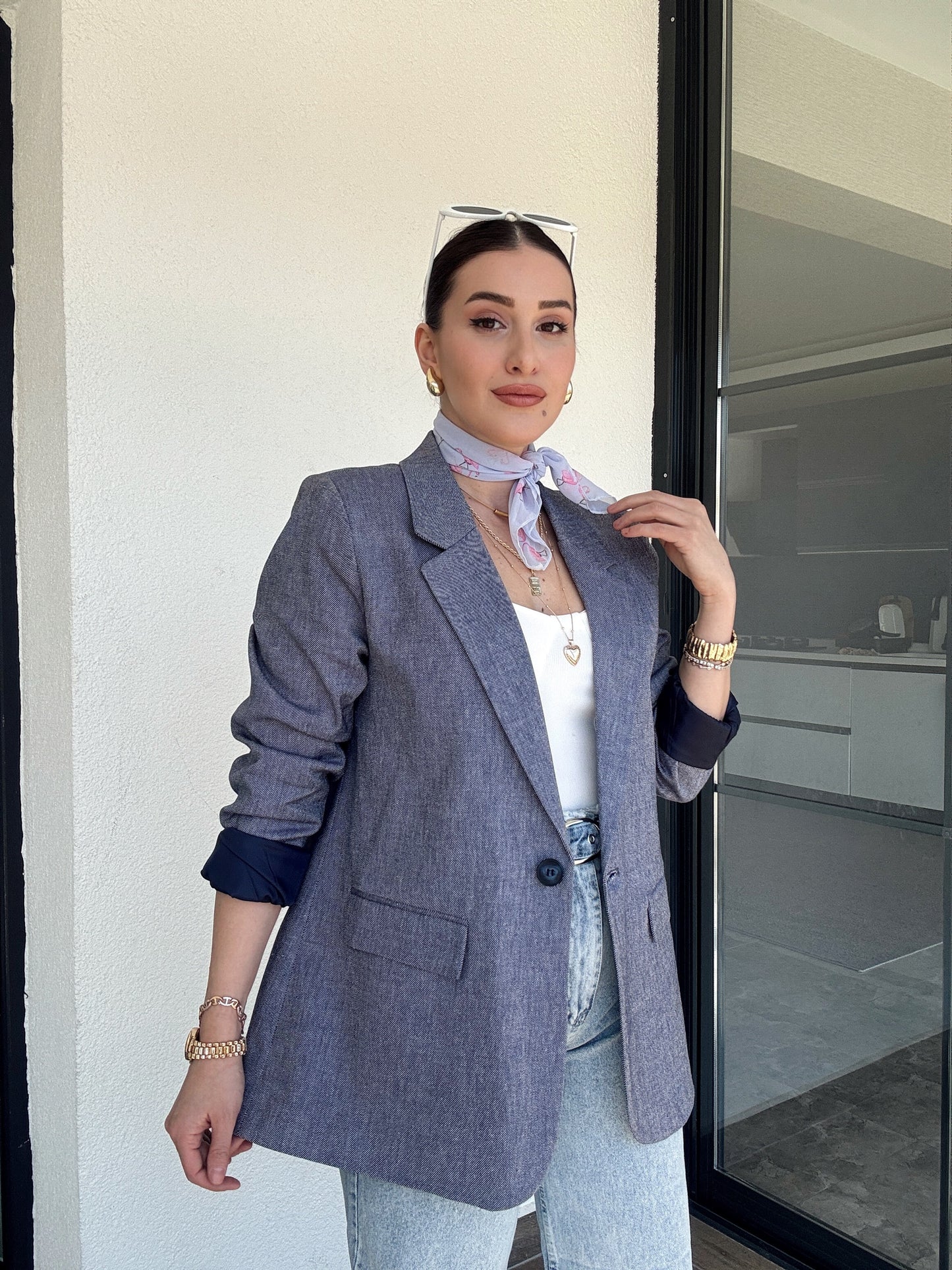 Tencel Ceket - MAVİ
