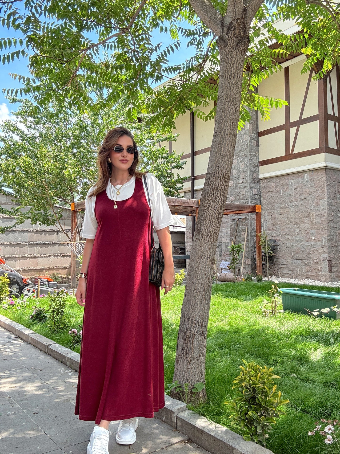 Oys Tişörtlü Elbise Bordo