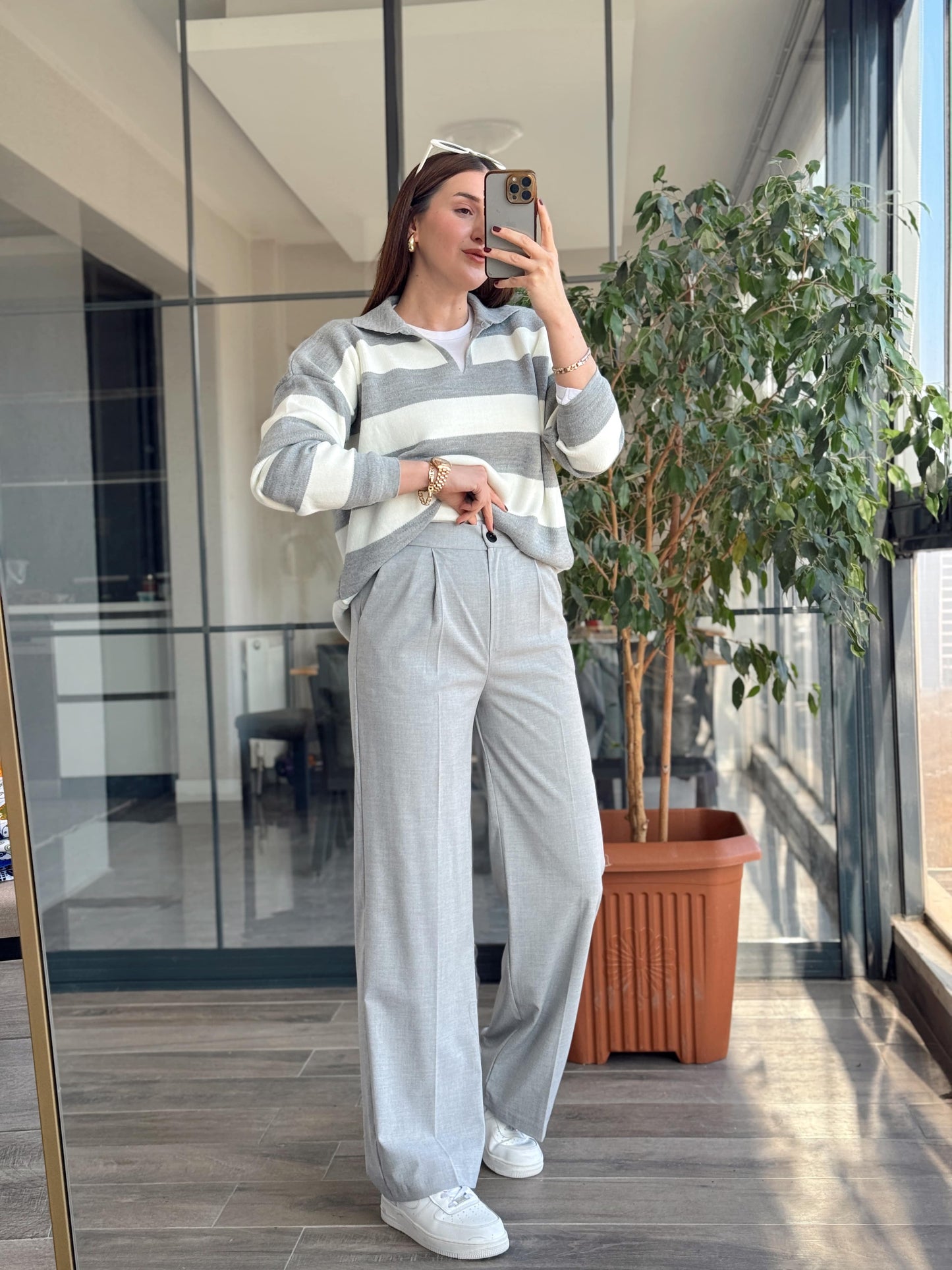 Toledo Beli Lastikli Bol Paça Pantolon - GRİ