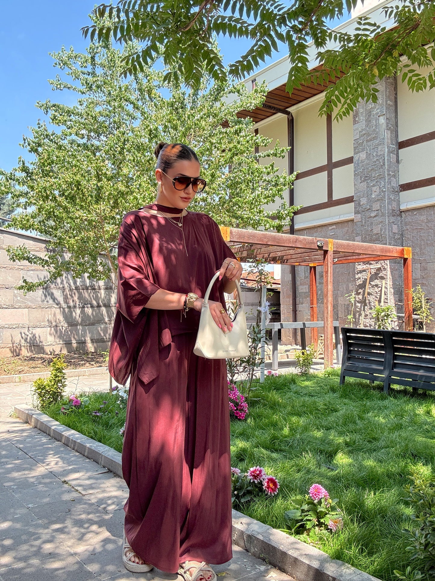 Şal yaka takım Bordo