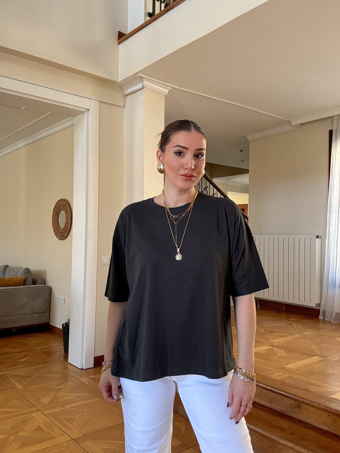 Oversize Tişört Koyu füme