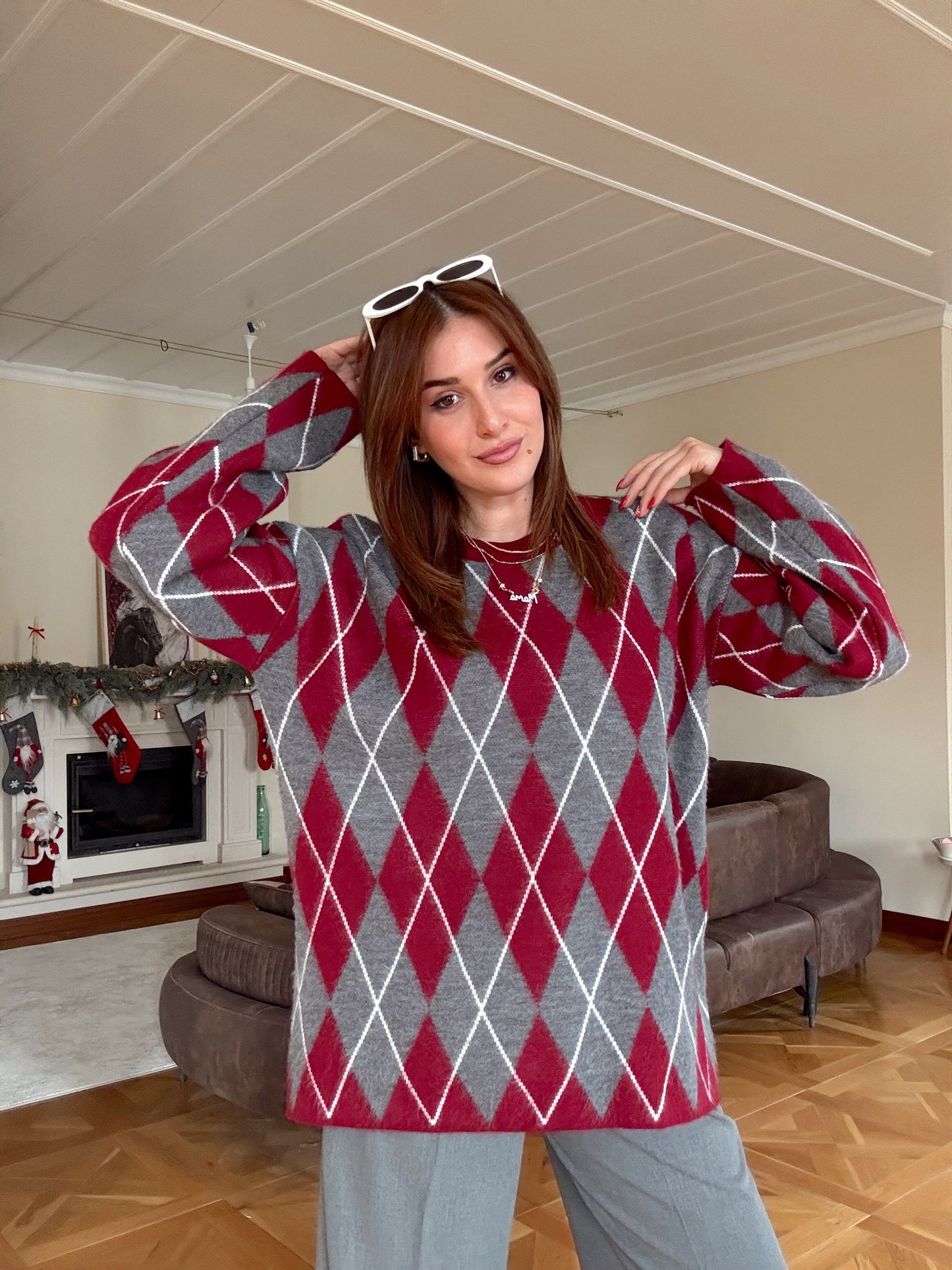 Tunik boy baklava desen kazak-BORDO