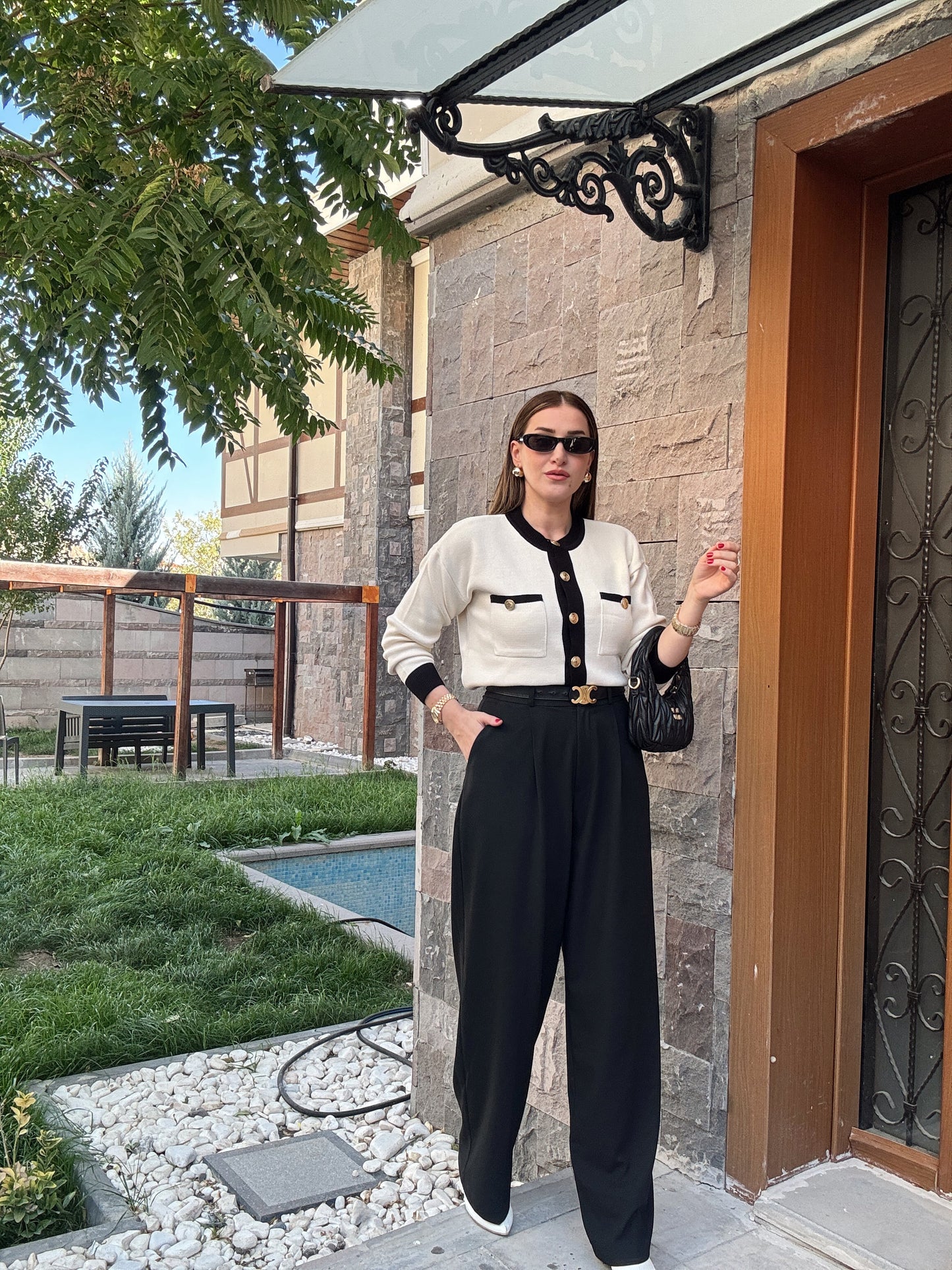 Palazzo Kumaş Pantolon - SİYAH