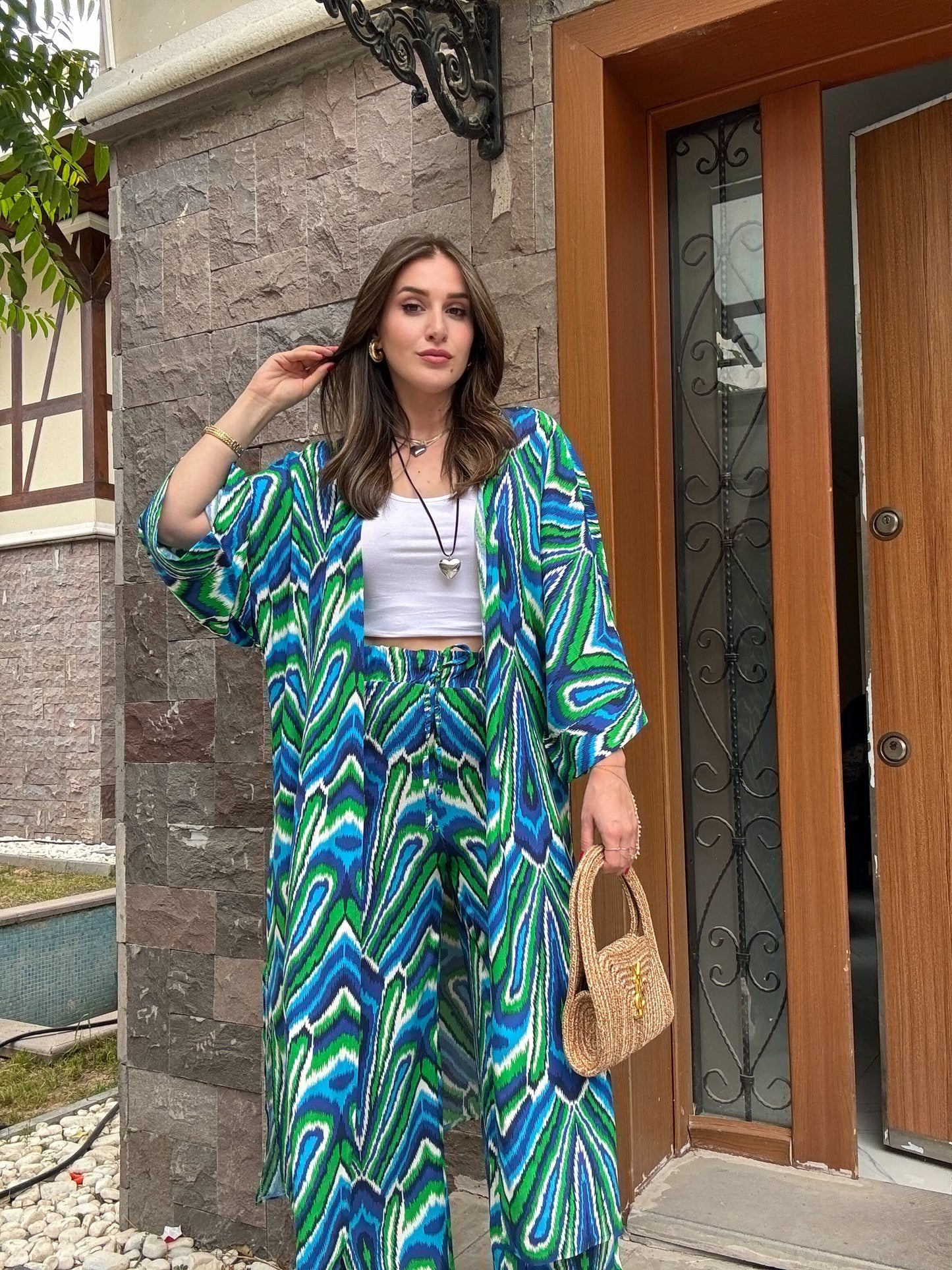 Desenli Kimono Takım Mix