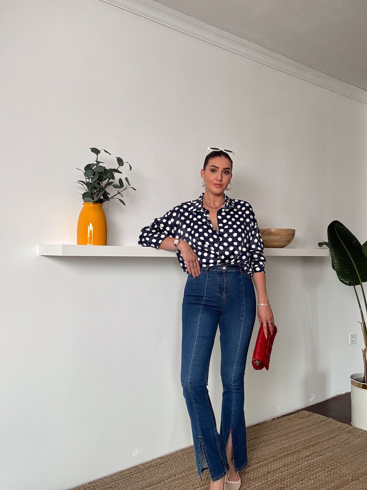 Extra Yüksek Bel Paça Yırtmaçlı likralı jean Mavi
