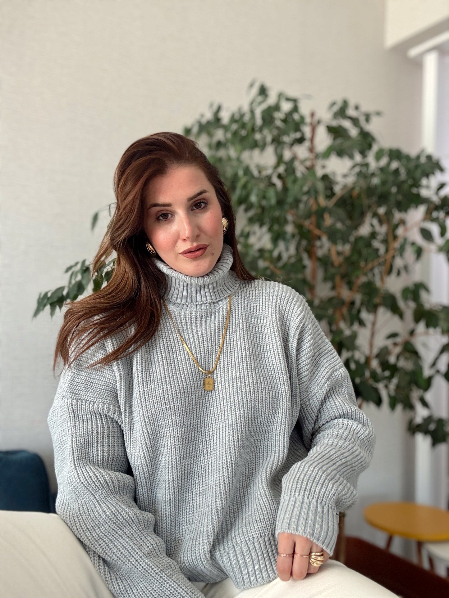 Balıkçı Yaka Selanik Örgü Kazak GRİ