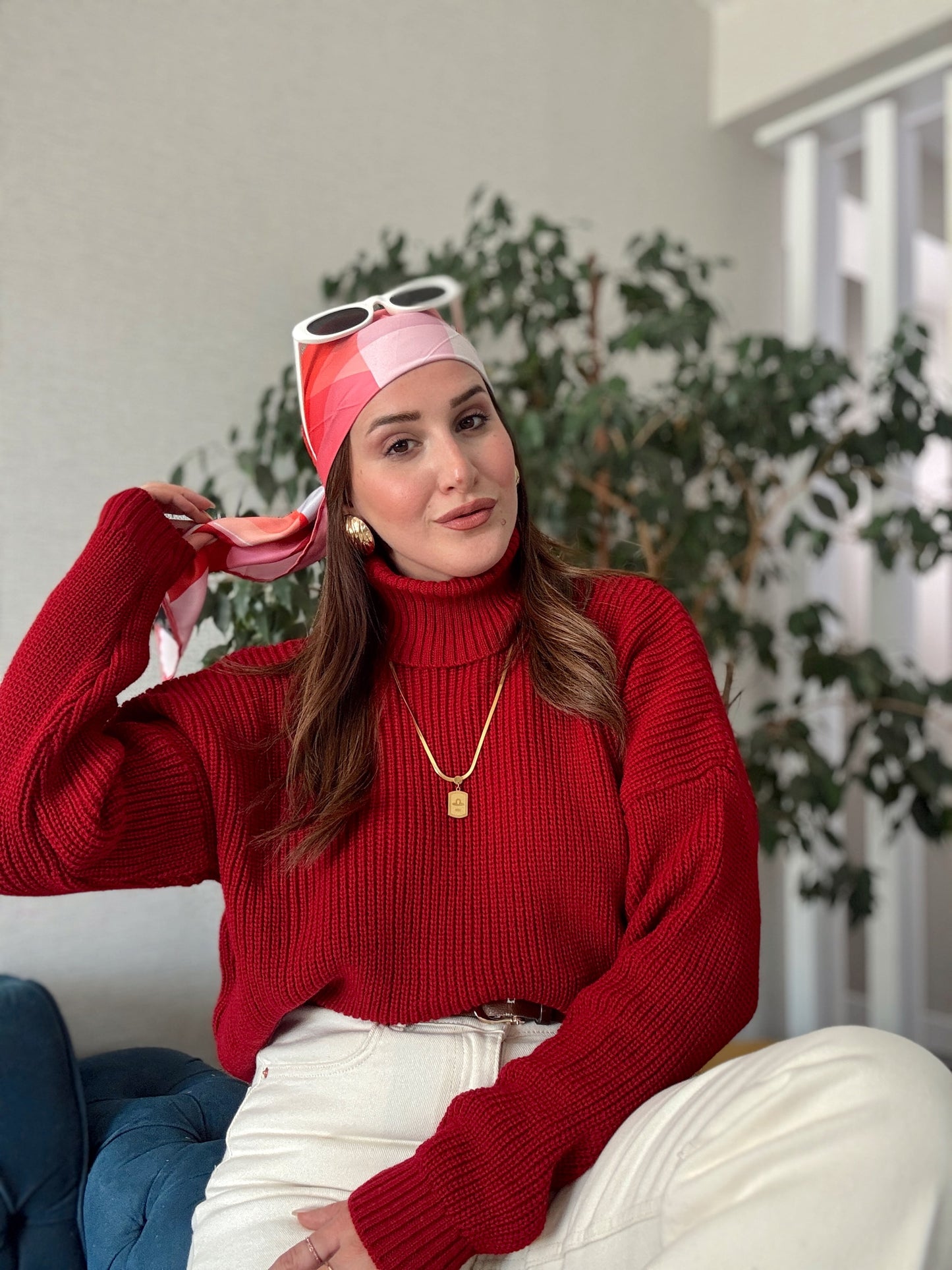 Balıkçı Yaka Selanik Örgü Kazak KIRMIZI