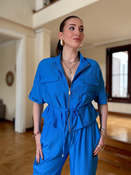 Pantolon Fermuarlı ceket takım - Mavi