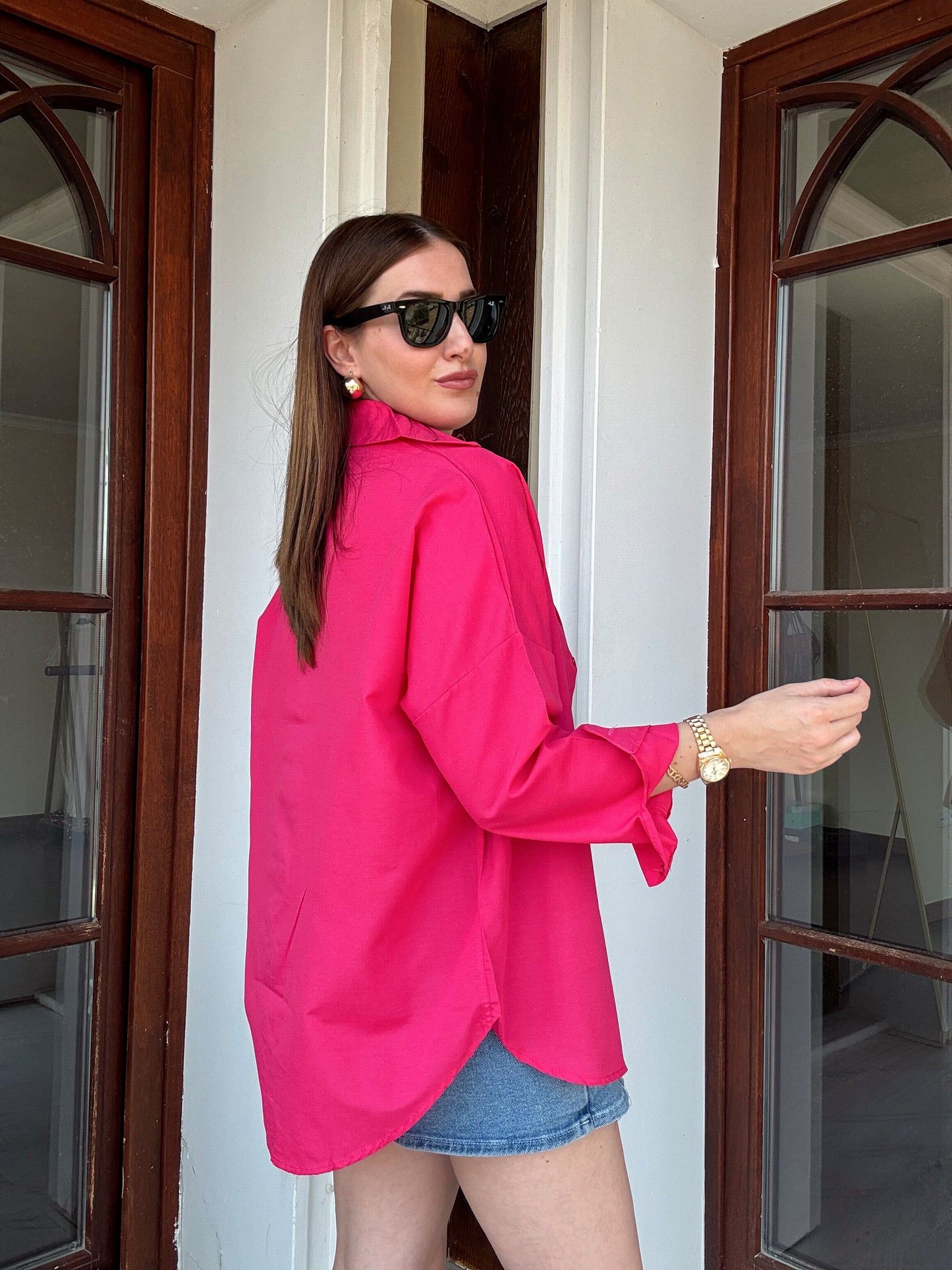 Basic Poplin Gömlek - FUŞYA