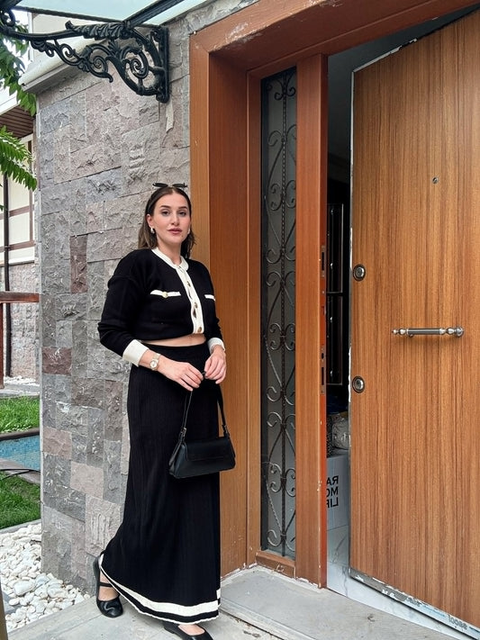Maria Etekli Çift Renk Premium Takım - SİYAH