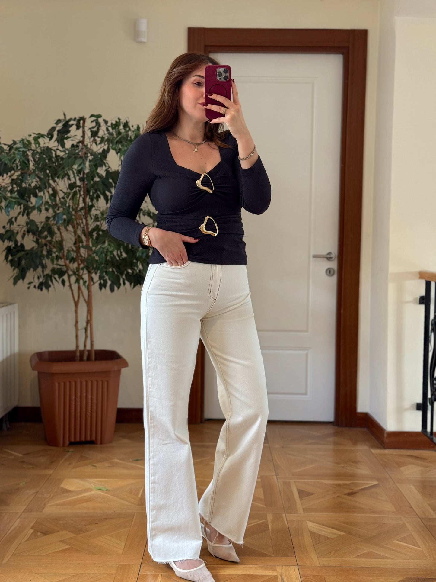 Çift tokalı bluz-LACİVERT