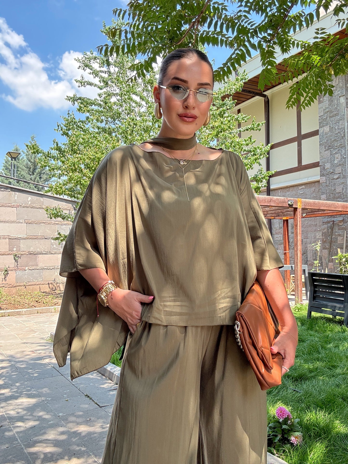 Şal yaka takım Haki